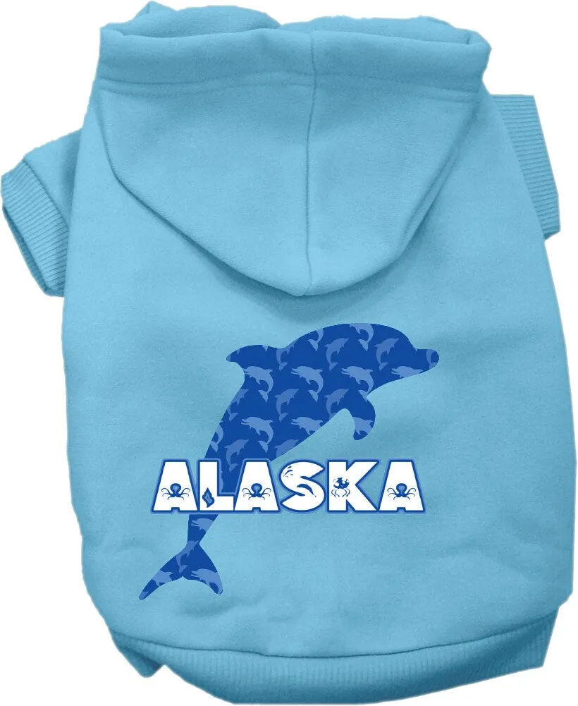 Pet Dog & Cat Screen Printed Hoodie for Small to Medium Pets (Sizes XS-XL), "Alaska Blue Dolphins"