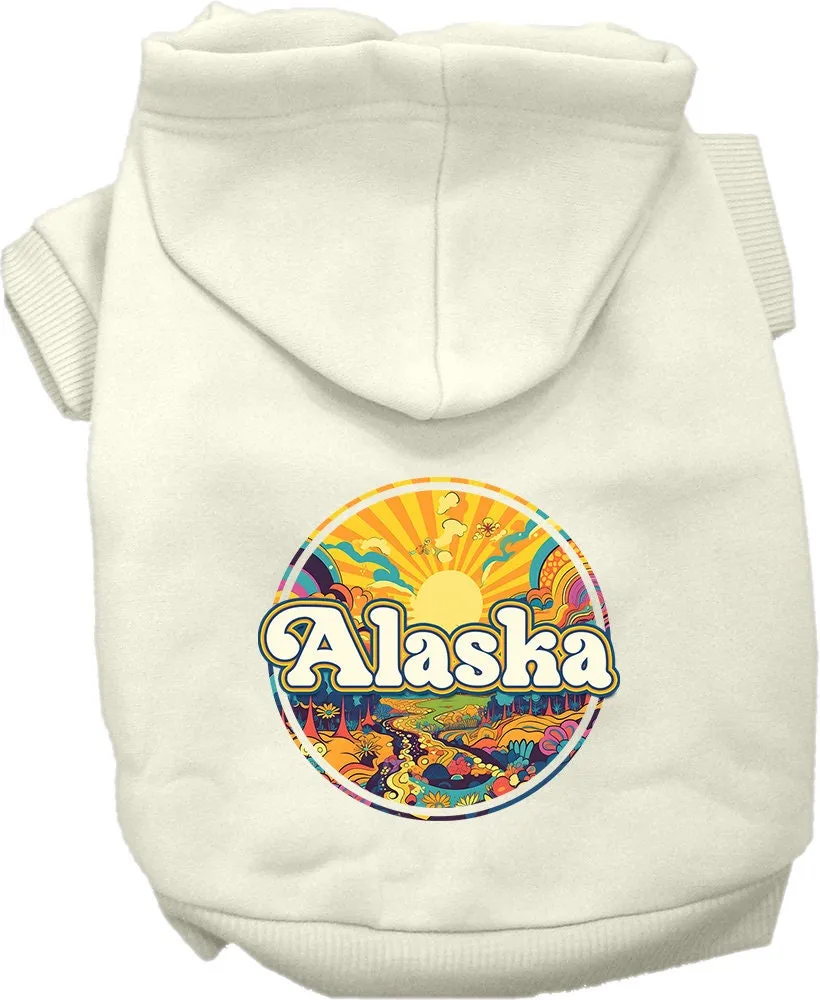 Pet Dog & Cat Screen Printed Hoodie for Small to Medium Pets (Sizes XS-XL), "Alaska Trippy Peaks"