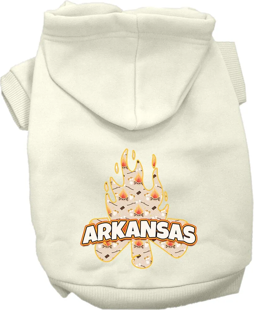 Pet Dog & Cat Screen Printed Hoodie for Small to Medium Pets (Sizes XS-XL), "Arkansas Around The Campfire"