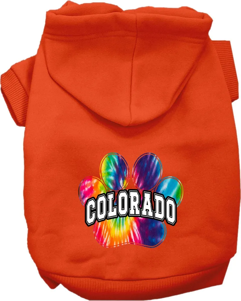 Pet Dog & Cat Screen Printed Hoodie for Small to Medium Pets (Sizes XS-XL), "Colorado Bright Tie Dye"