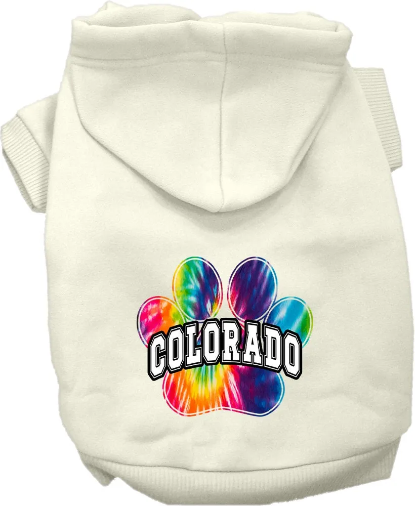 Pet Dog & Cat Screen Printed Hoodie for Small to Medium Pets (Sizes XS-XL), "Colorado Bright Tie Dye"