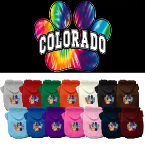 Pet Dog & Cat Screen Printed Hoodie for Small to Medium Pets (Sizes XS-XL), "Colorado Bright Tie Dye"