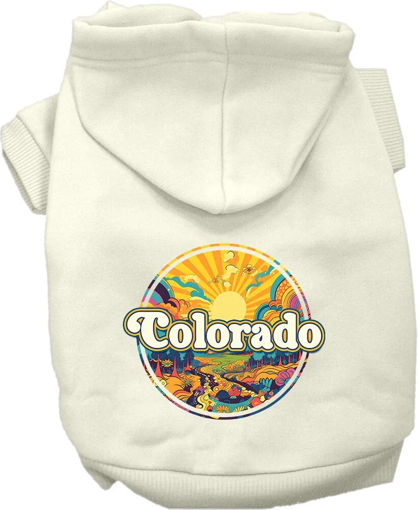 Pet Dog & Cat Screen Printed Hoodie for Small to Medium Pets (Sizes XS-XL), "Colorado Trippy Peaks"