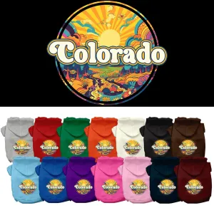 Pet Dog & Cat Screen Printed Hoodie for Small to Medium Pets (Sizes XS-XL), "Colorado Trippy Peaks"