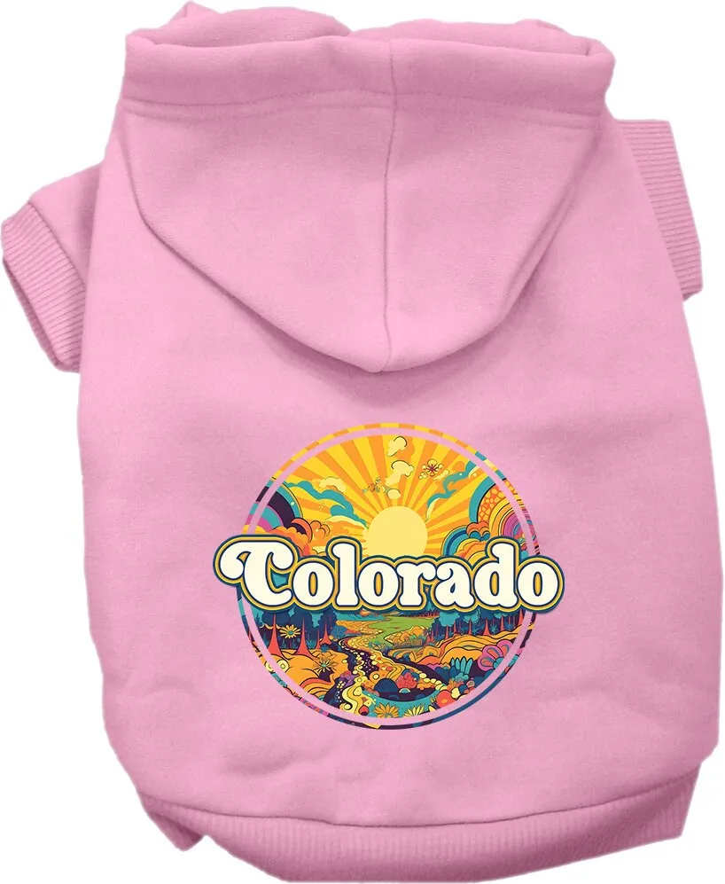 Pet Dog & Cat Screen Printed Hoodie for Small to Medium Pets (Sizes XS-XL), "Colorado Trippy Peaks"