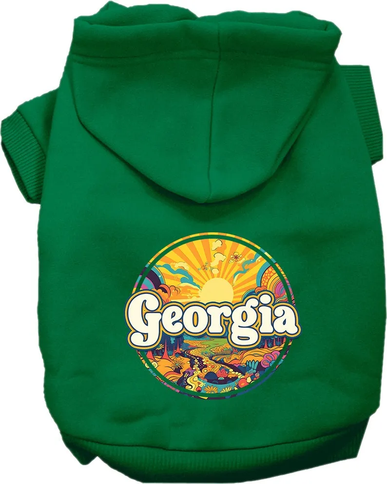 Pet Dog & Cat Screen Printed Hoodie for Small to Medium Pets (Sizes XS-XL), "Georgia Trippy Peaks"