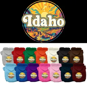 Pet Dog & Cat Screen Printed Hoodie for Small to Medium Pets (Sizes XS-XL), "Idaho Trippy Peaks"