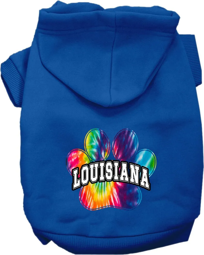 Pet Dog & Cat Screen Printed Hoodie for Small to Medium Pets (Sizes XS-XL), "Louisiana Bright Tie Dye"