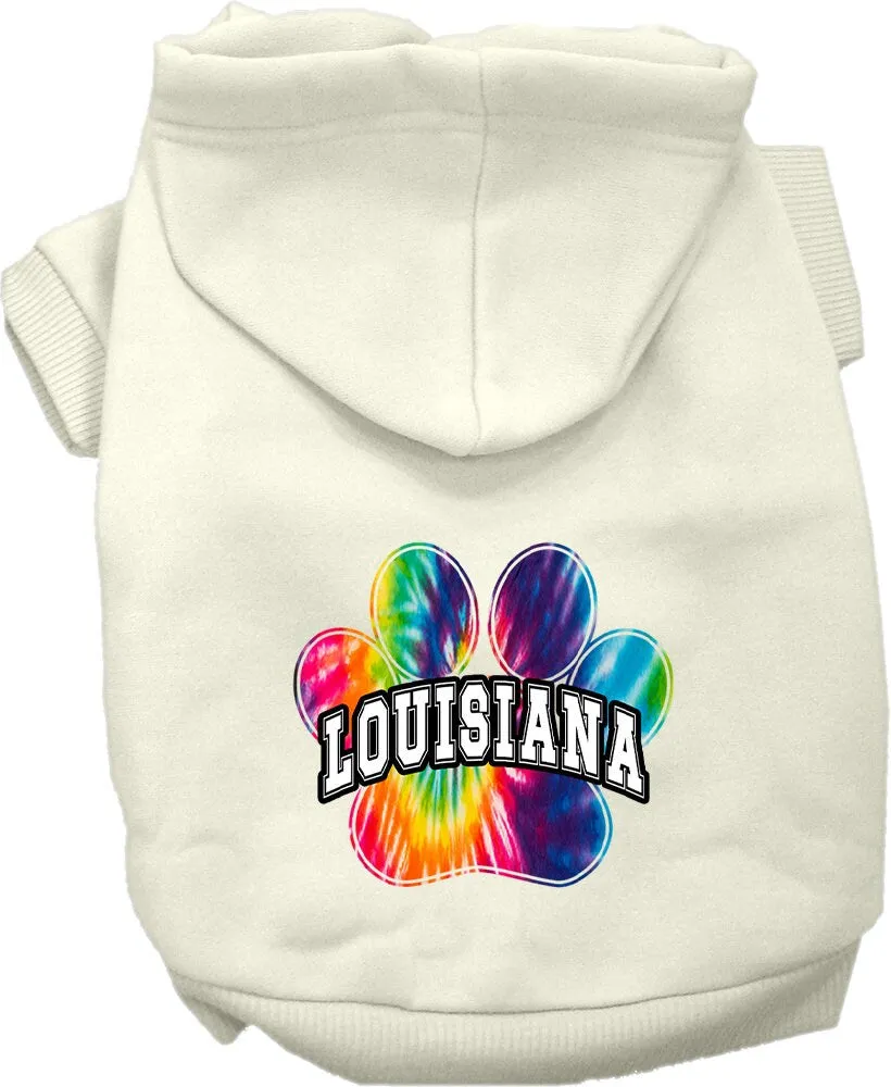 Pet Dog & Cat Screen Printed Hoodie for Small to Medium Pets (Sizes XS-XL), "Louisiana Bright Tie Dye"