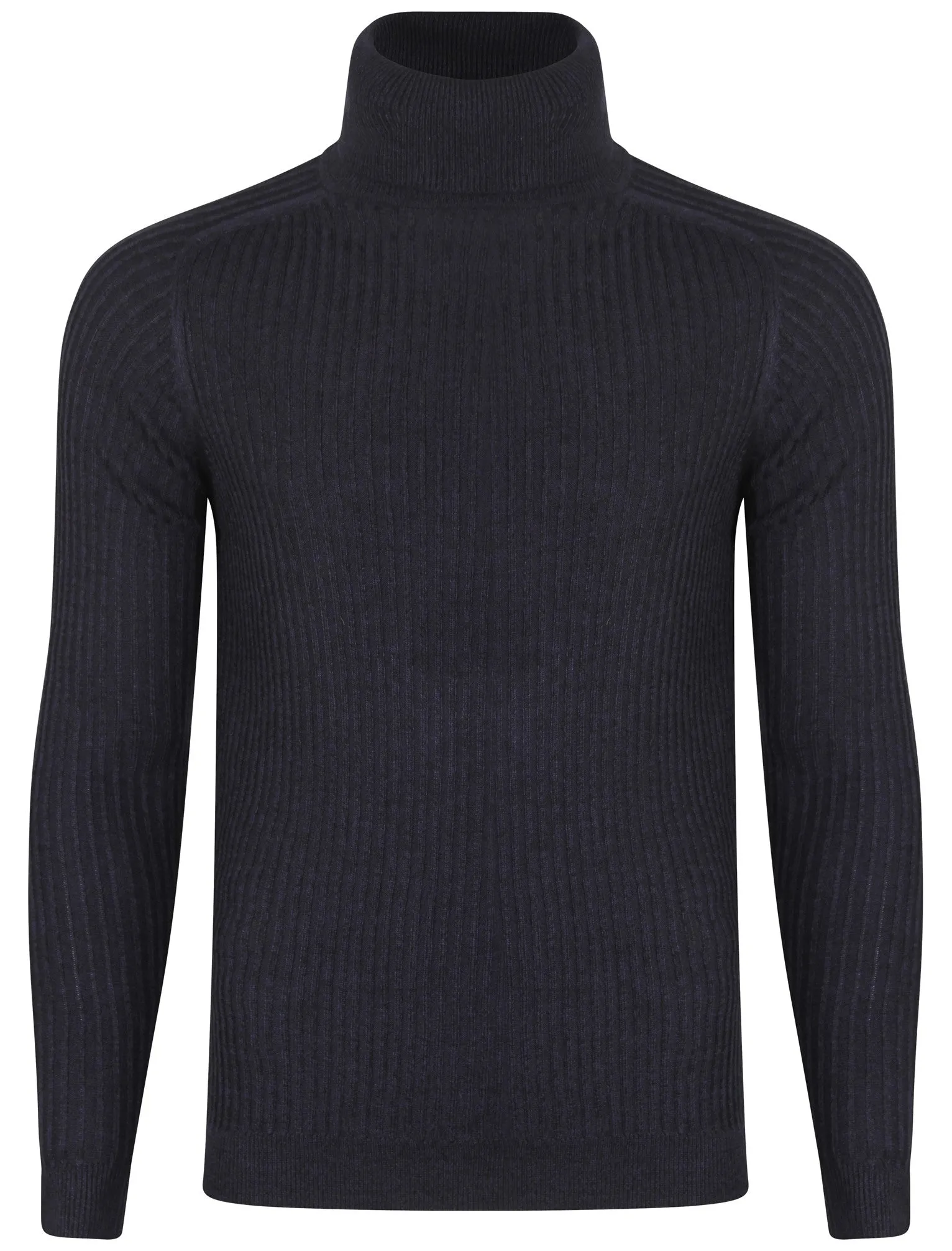 Peyroux Ribbed Roll Neck Jumper in Blue - Dissident