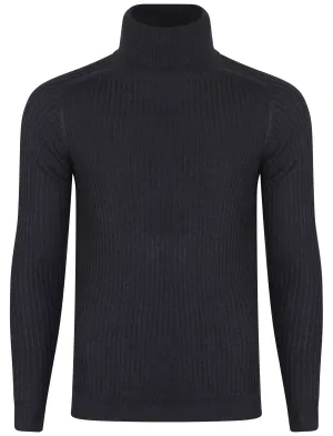 Peyroux Ribbed Roll Neck Jumper in Blue - Dissident