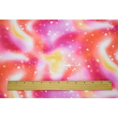 Pink/Sunset/Banana Galaxy Digital Printed DTY Brushed Knit Fabric