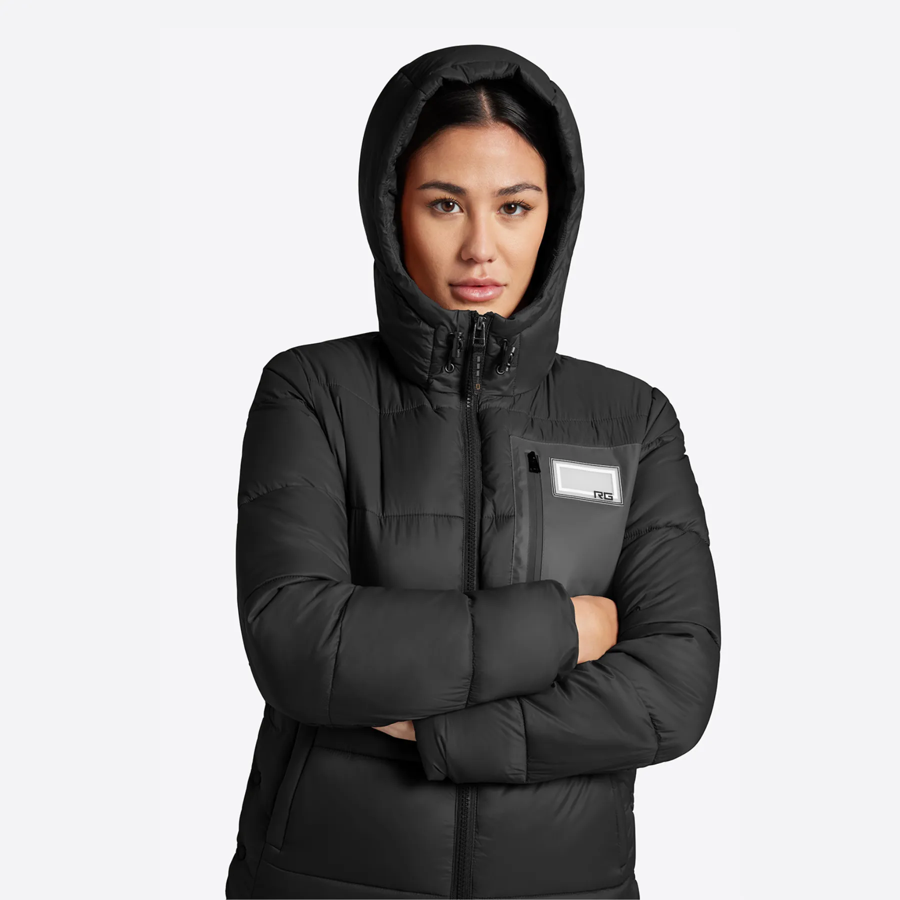 RG Nylon Quilted Hooded Puffer Jacket