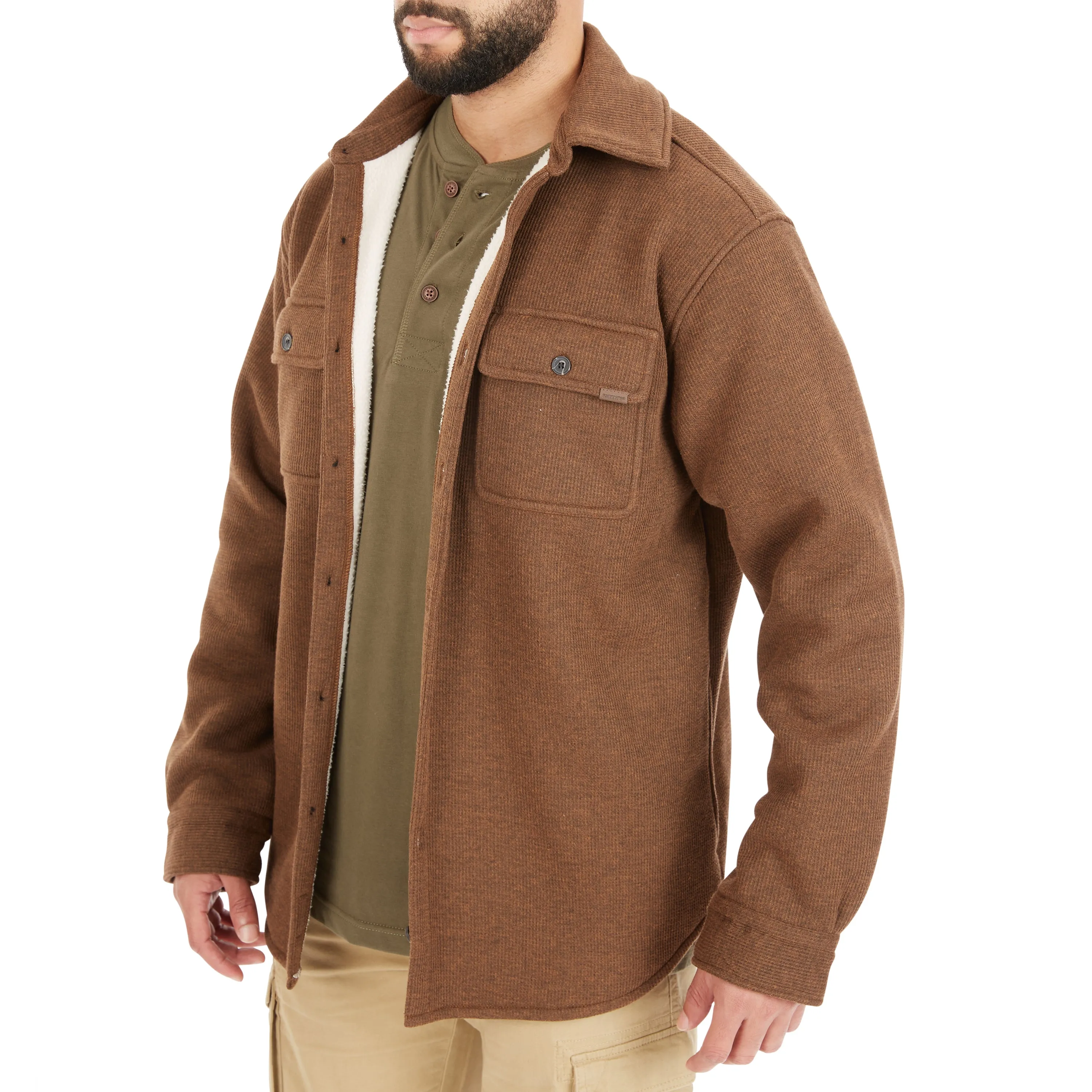 SHERPA-LINED HEATHERED THERMAL SHIRT-JACKET