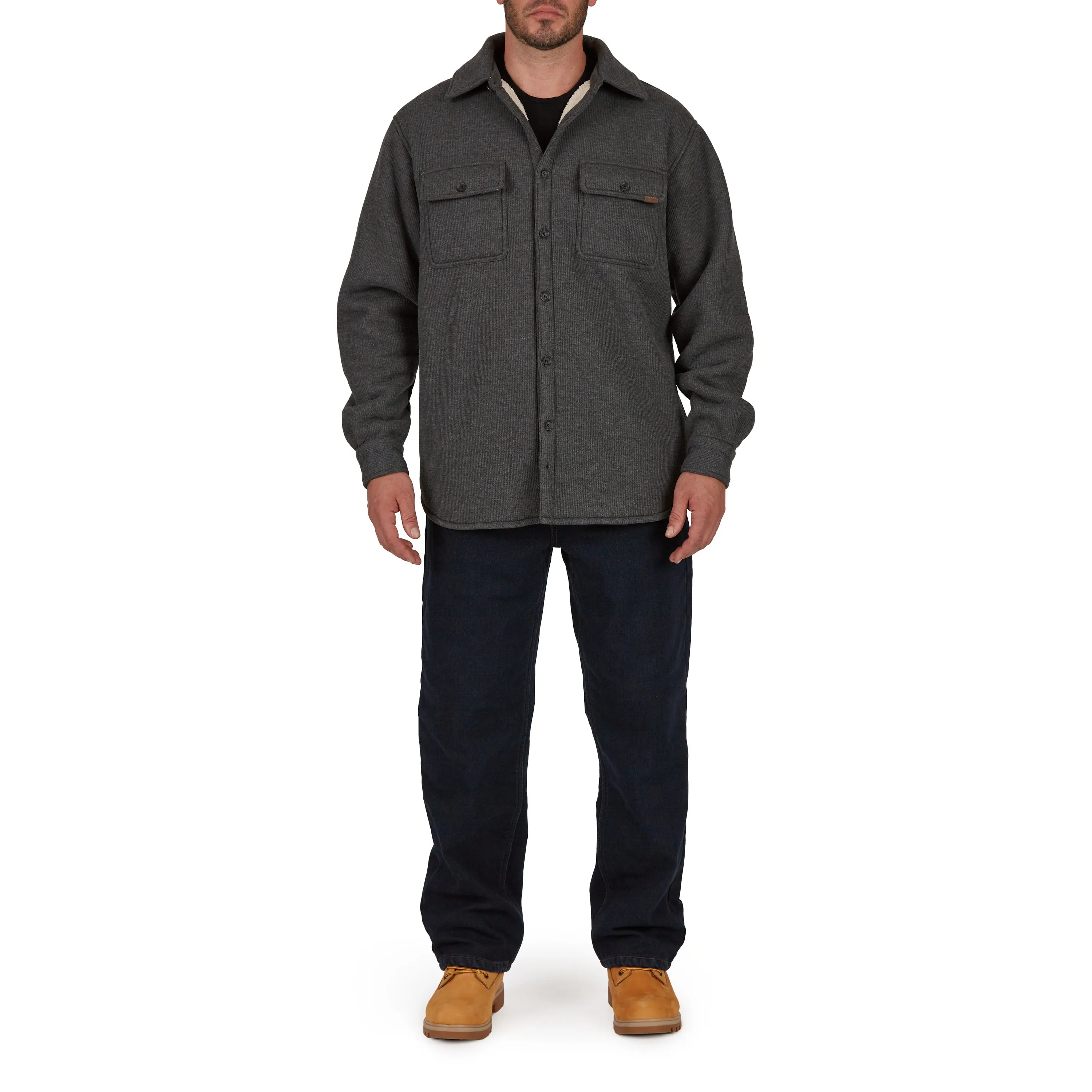 SHERPA-LINED HEATHERED THERMAL SHIRT-JACKET