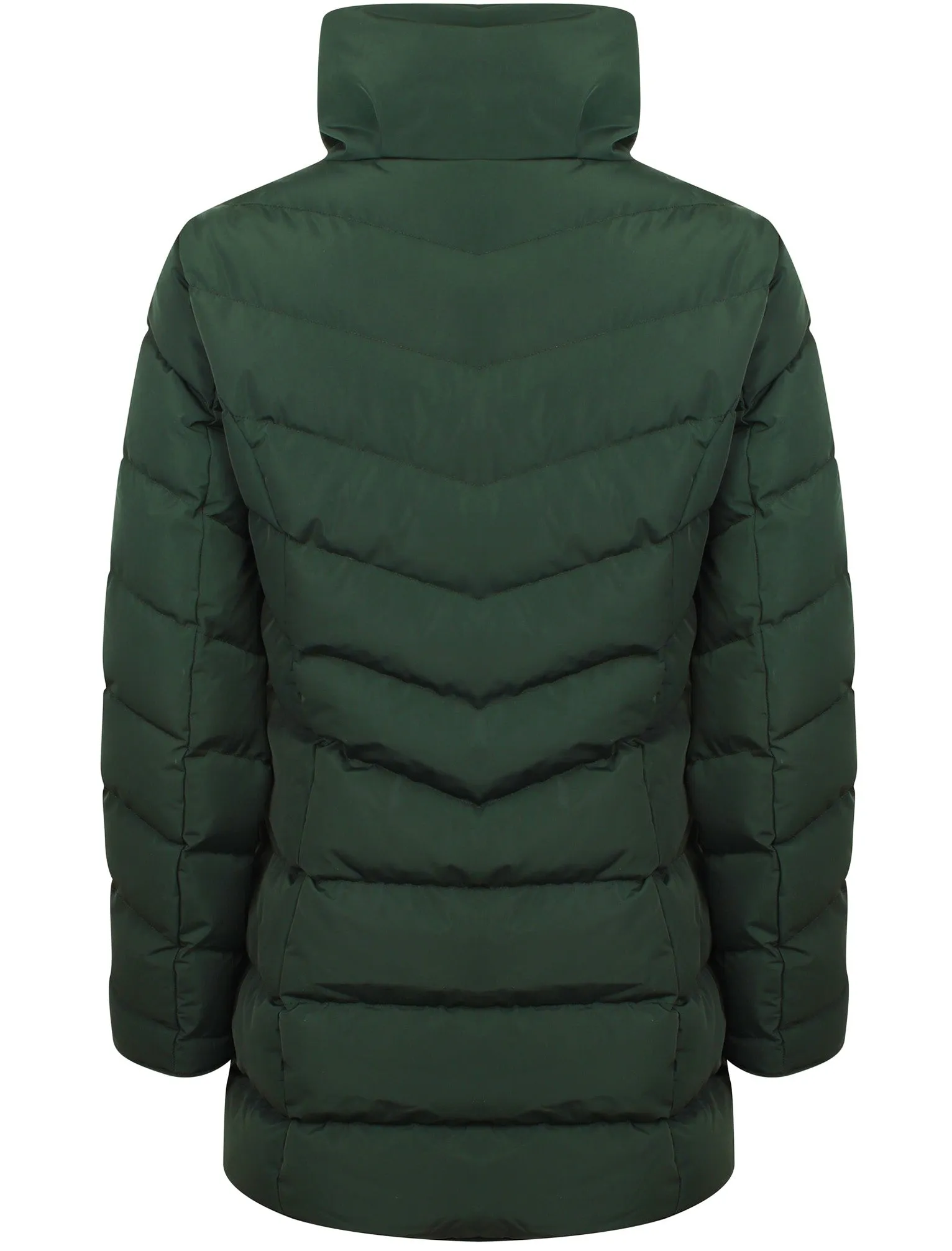 Shiso Funnel Neck Longline Puffer Coat In Dark Green - Tokyo Laundry