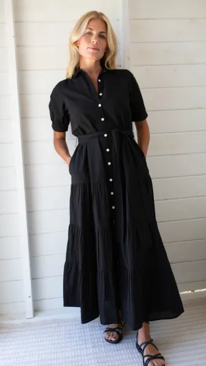 Short Sleeve Maxi Dress - Black