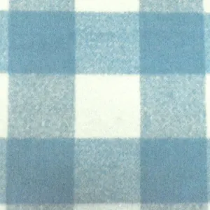 Sky Blue-White Famous Designer Check Brushed Face Poly Twill Woven Fabric