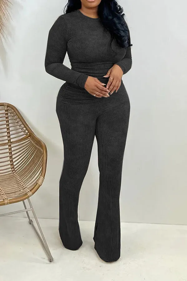 Stylish Stretch Knit Top & Pants Set