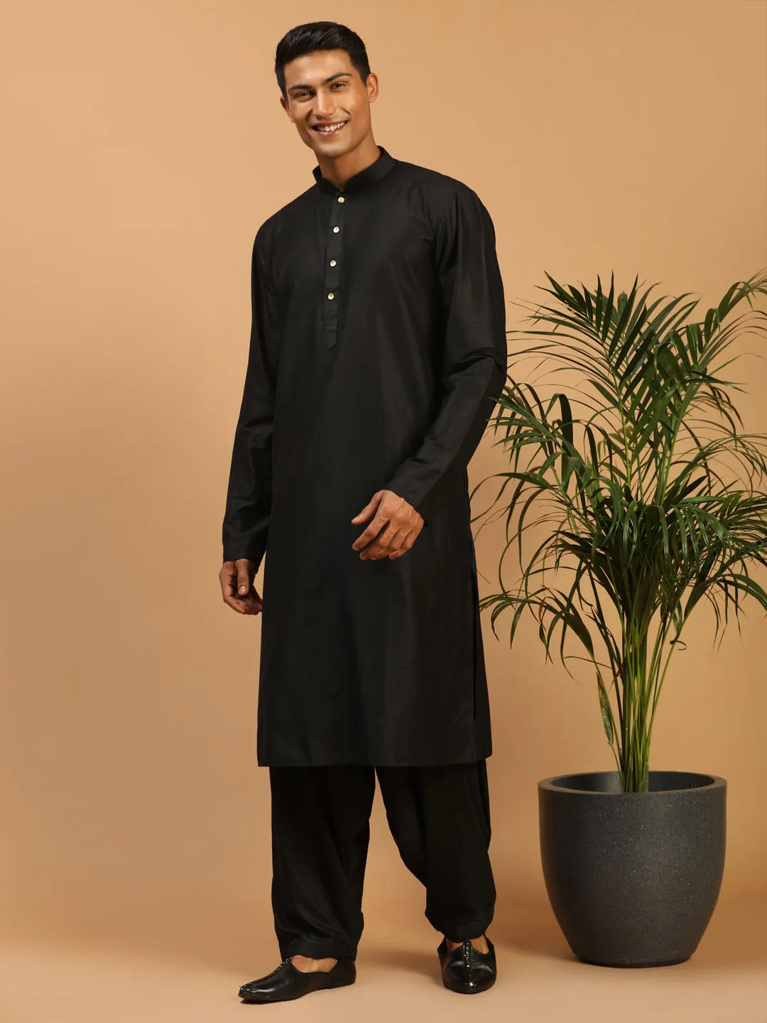 Vastramay Black Viscose Kurta Patiala Set