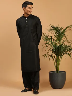 Vastramay Black Viscose Kurta Patiala Set