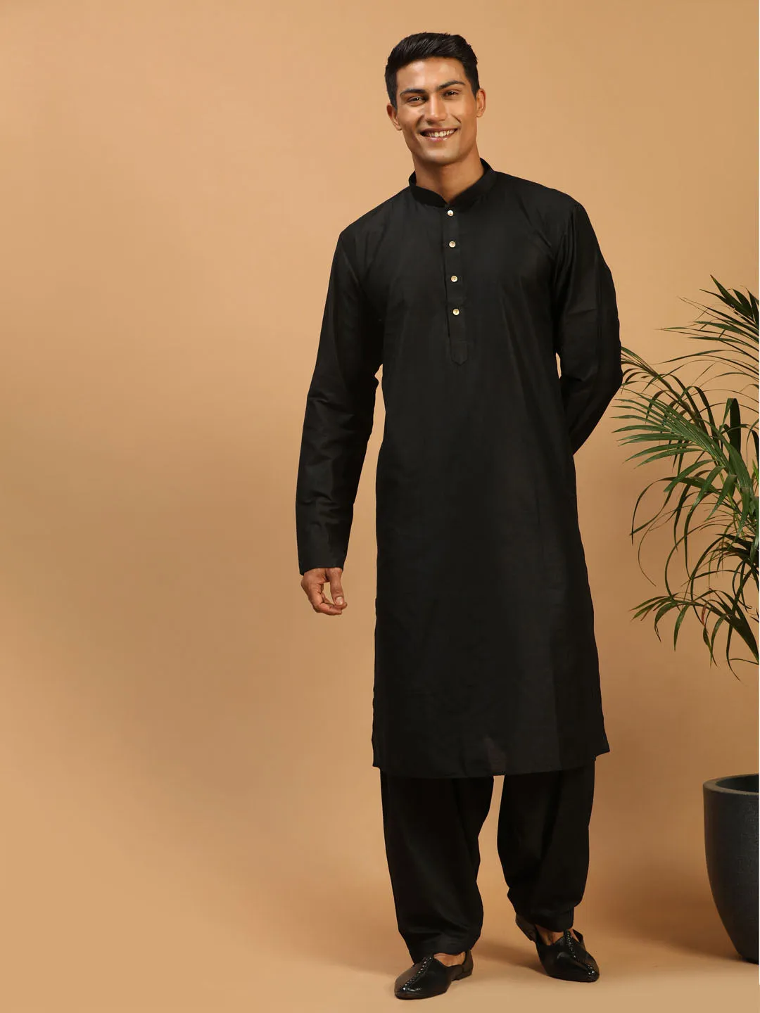 Vastramay Black Viscose Kurta Patiala Set