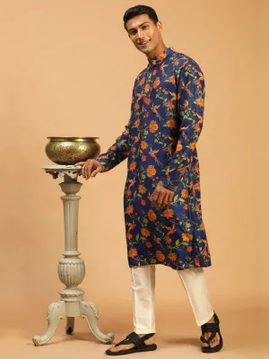 Vastramay Blue Floral Printed Kurta Set