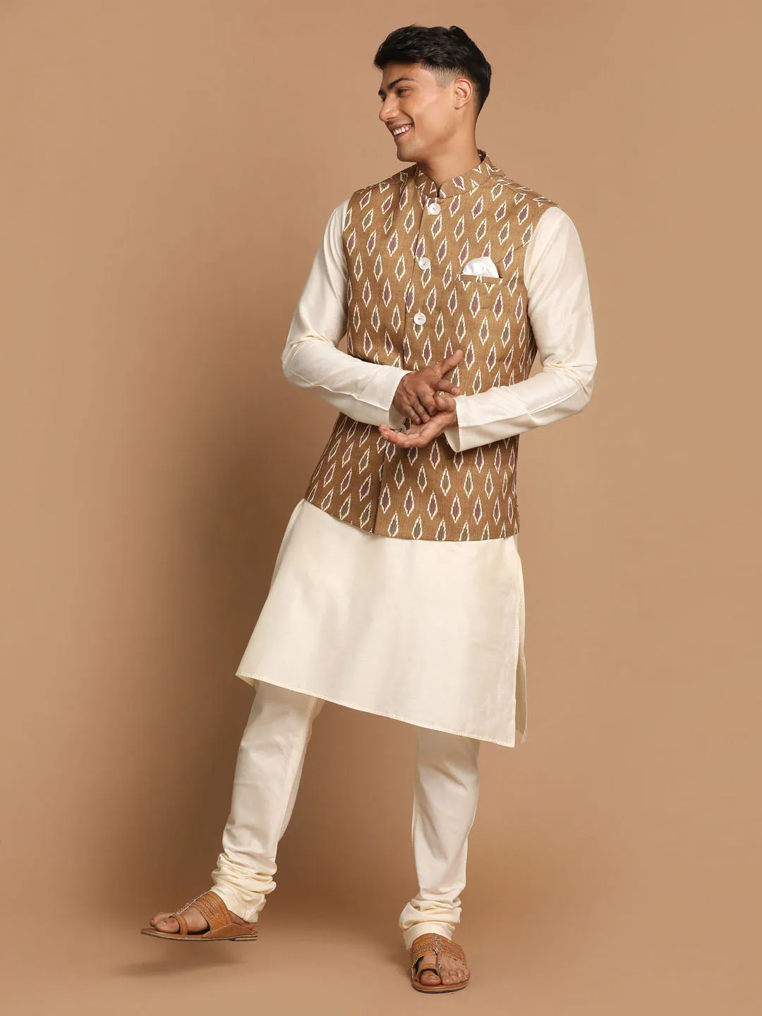 VASTRAMAY Men's Multicolor Nehru Jacket Set