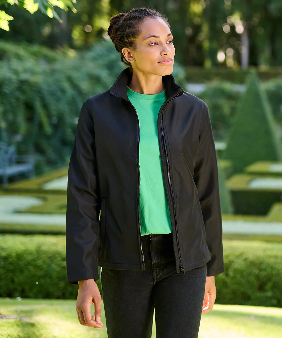 Womens Ablaze printable softshell | Seal/Black