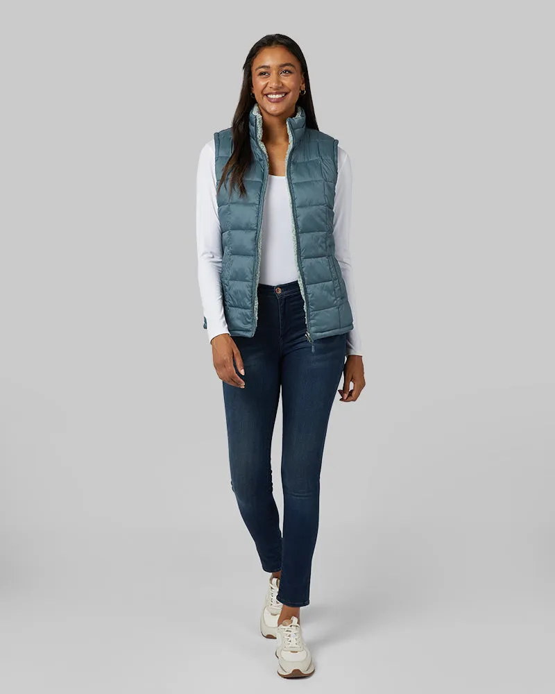 WOMEN'S REVERSIBLE SHERPA-LINED VEST