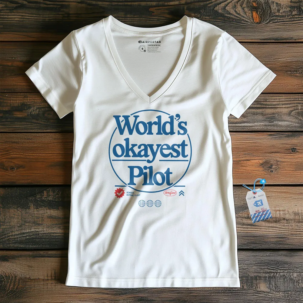 World's Okayest Pilot - Women's V-Neck T-Shirt