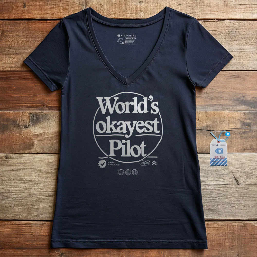 World's Okayest Pilot - Women's V-Neck T-Shirt