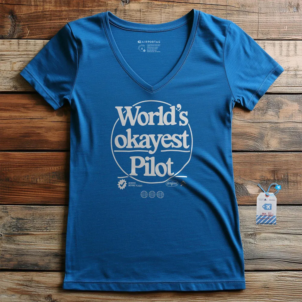 World's Okayest Pilot - Women's V-Neck T-Shirt