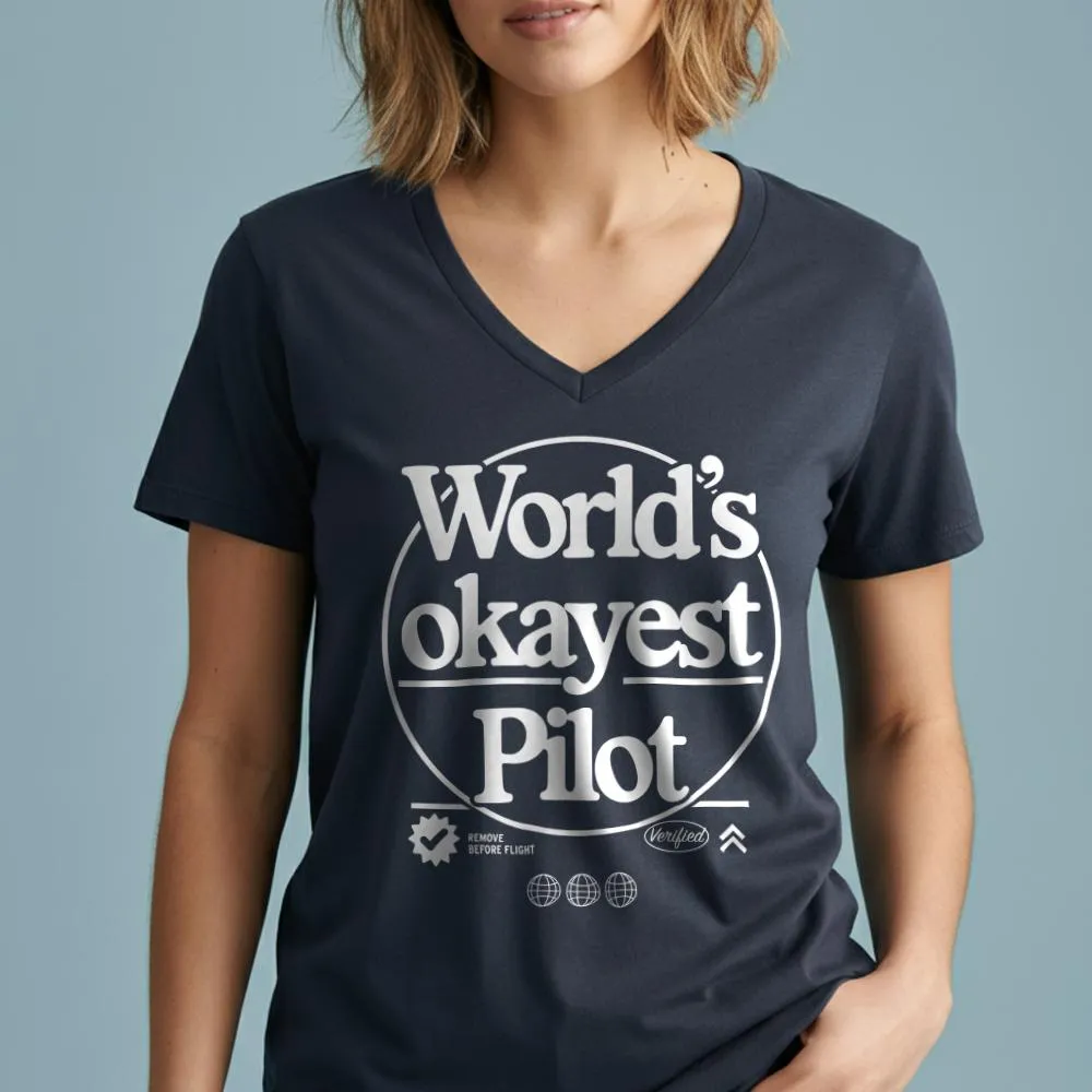 World's Okayest Pilot - Women's V-Neck T-Shirt