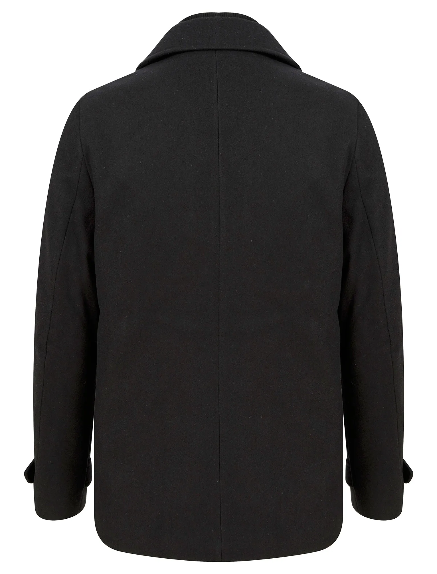 Zemu Double Breasted Wool Look Pea Coat with Quilted Mock Insert in Black - Tokyo Laundry